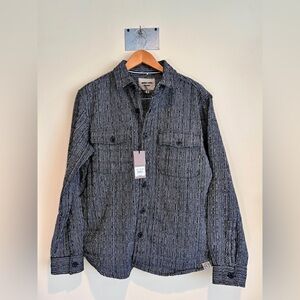 Amongst Others Mens Sz M Textured Waffle Knit Overshirt Jacket Black Cotton